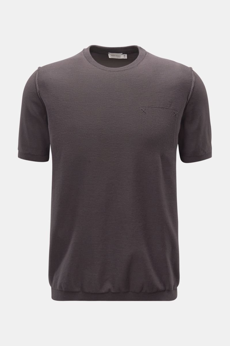 Short sleeve crew neck jumper 'Cotton Knit T-Shirt' dark grey