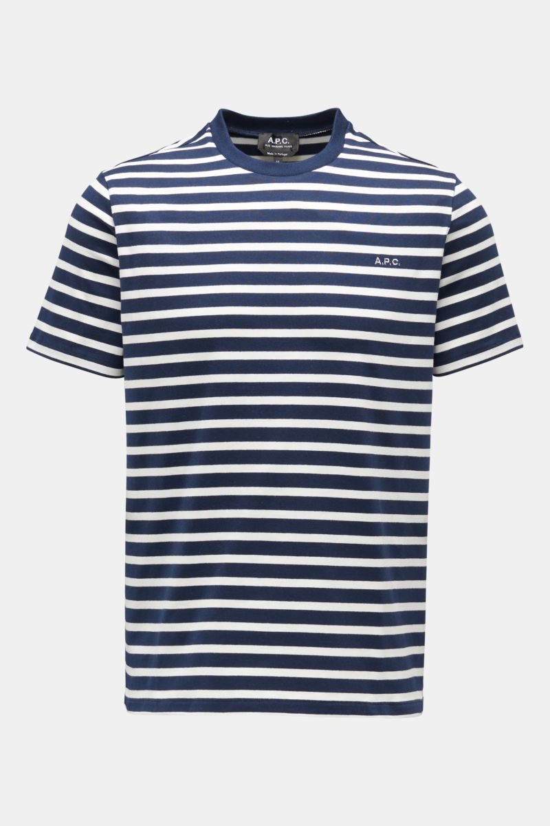 Rundhals-T-Shirt 'Emilien' navy/weiß gestreift