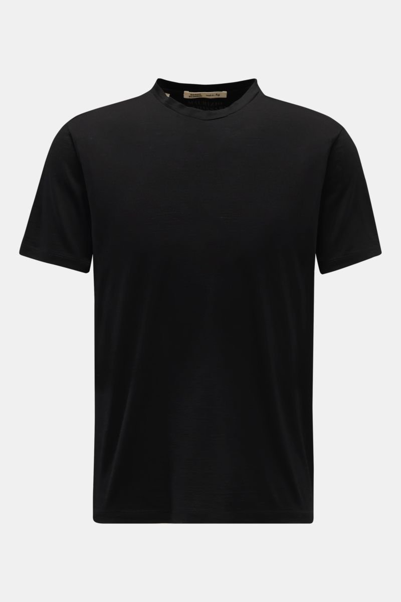 Merino Rundhals-T-Shirt schwarz