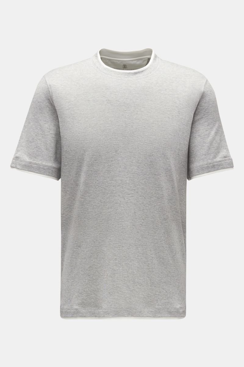 Crew neck T-shirt light grey melange/white