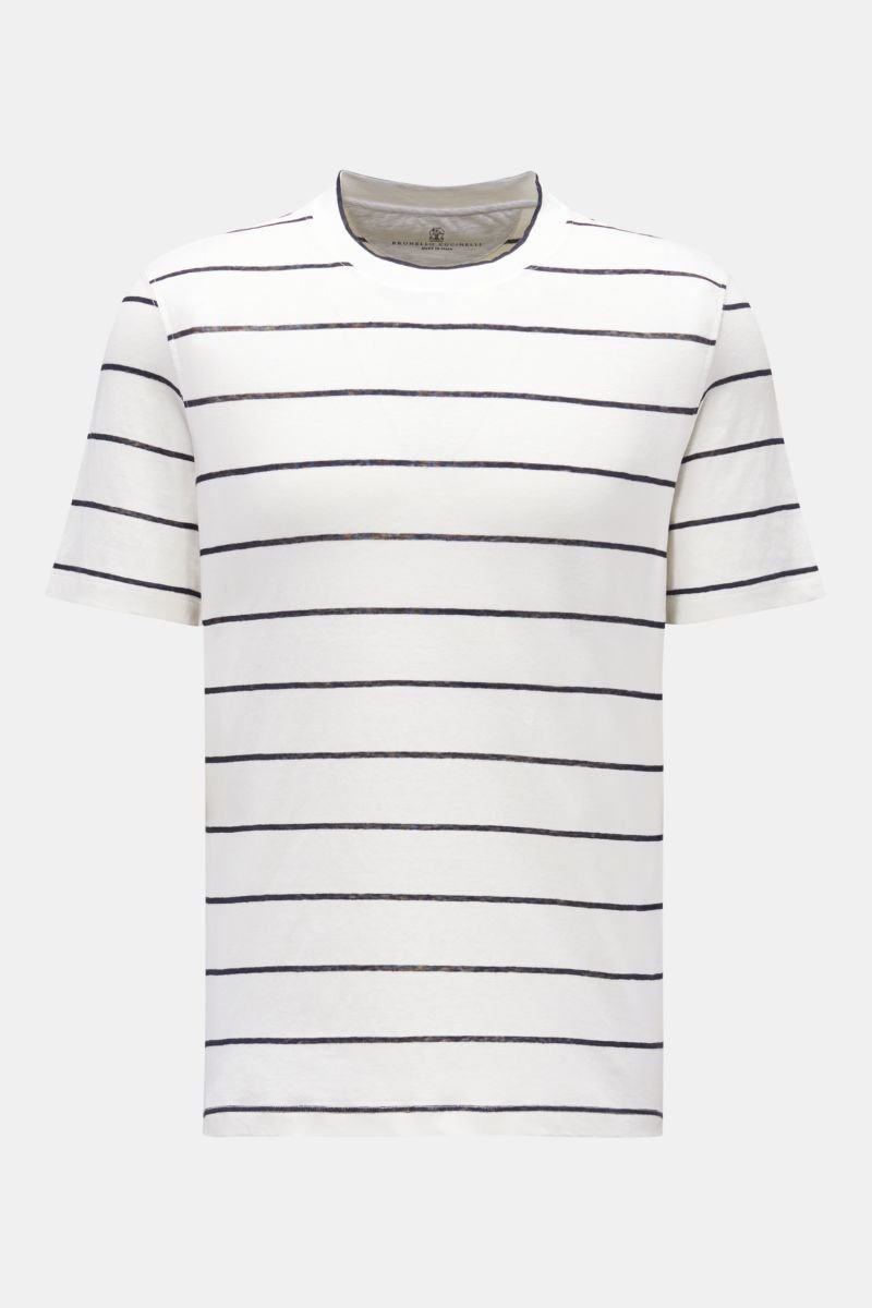 Rundhals-T-Shirt weiß/schwarz gestreift