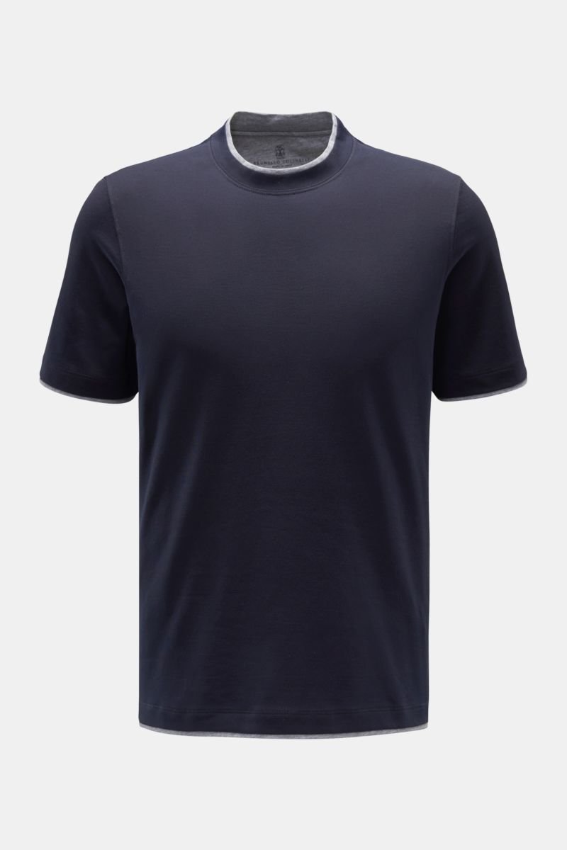 Crew neck T-shirt navy/light grey melange