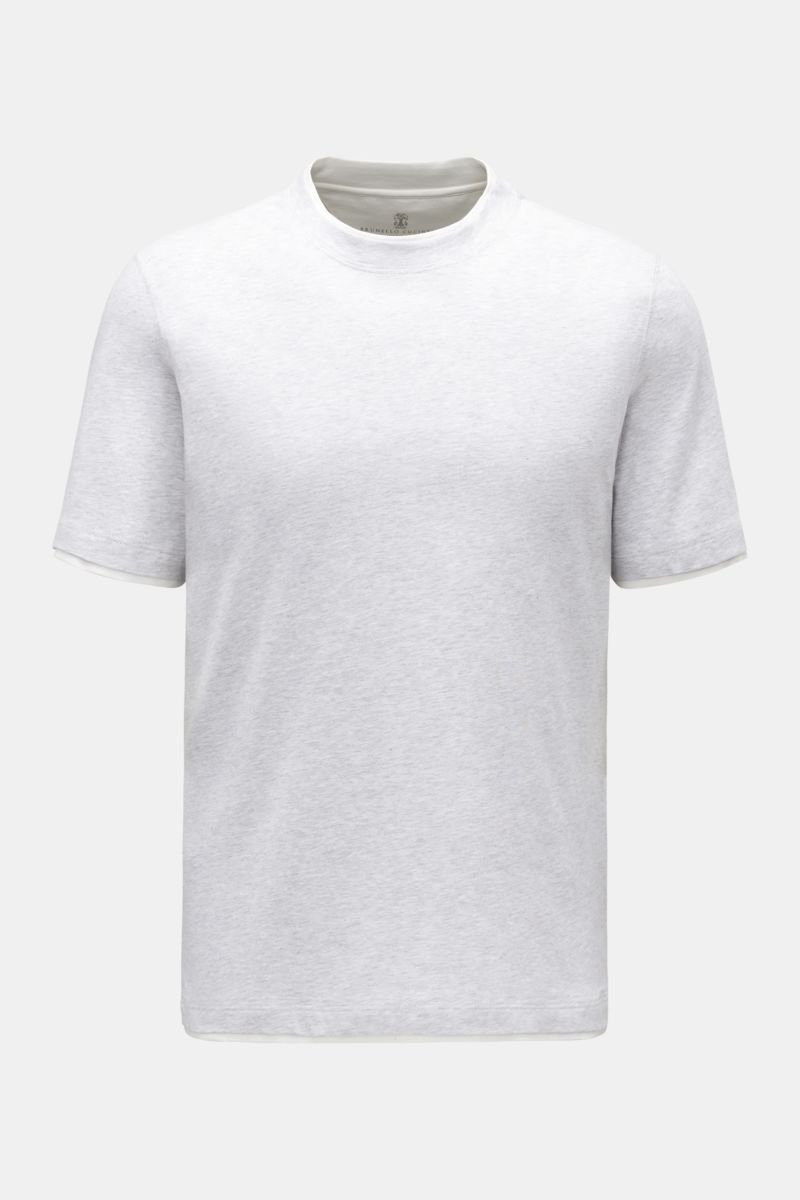 Crew neck T-shirt light grey melange/white