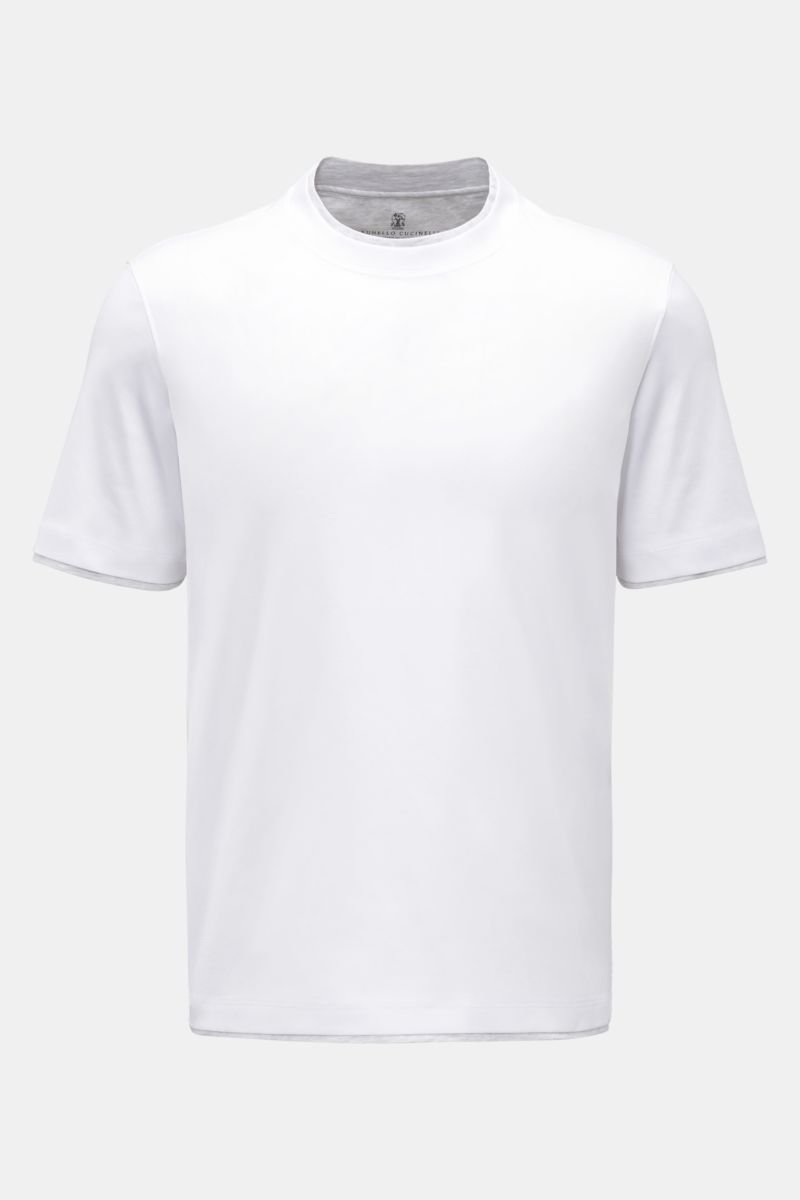 Rundhals-T-Shirt weiß/hellgrau meliert
