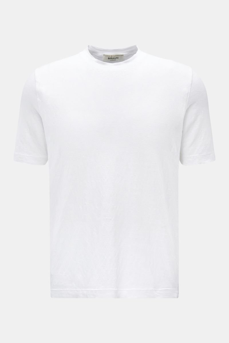 Linen crew neck T-shirt 'Jerlin' white