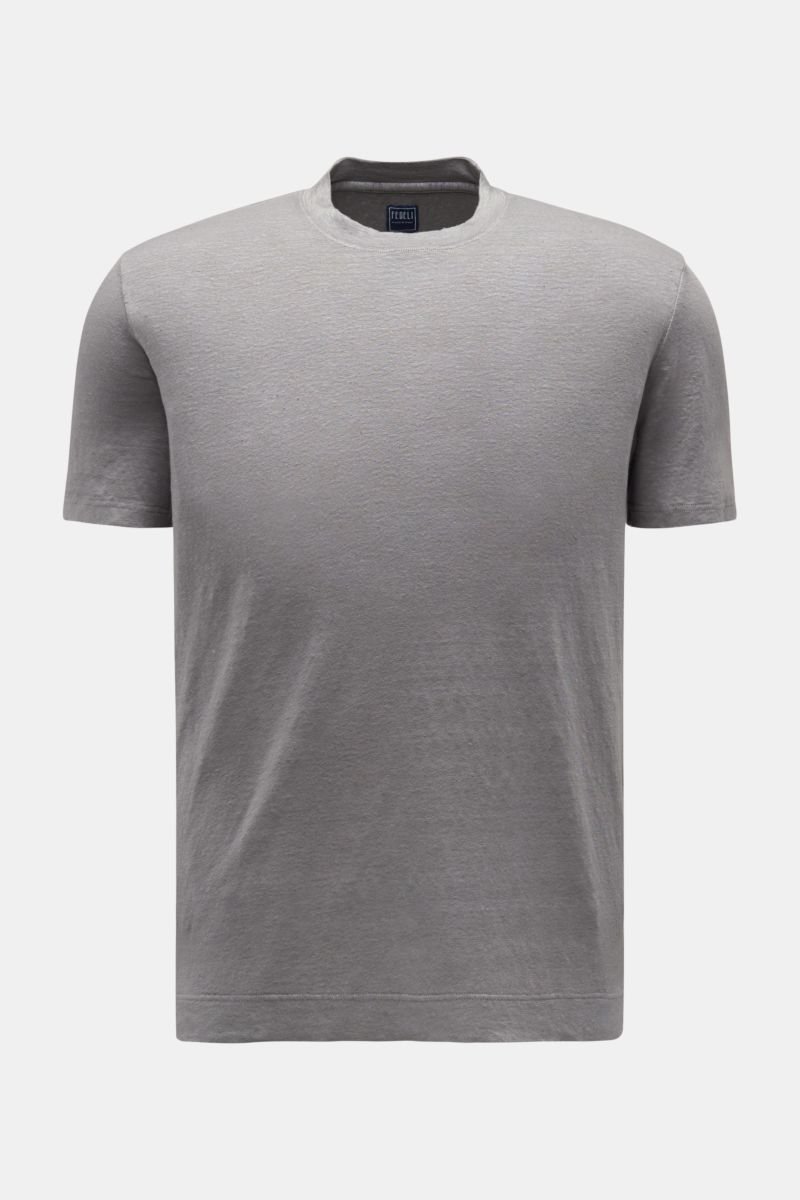 Linen crew neck T-shirt 'Extreme' grey mottled