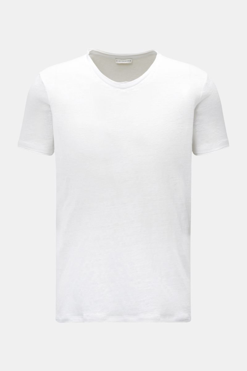 Linen V-neck T-shirt 'Flynn' white