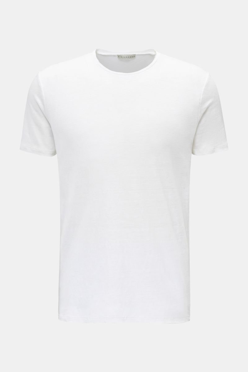 Linen crew neck T-shirt 'Laine' white