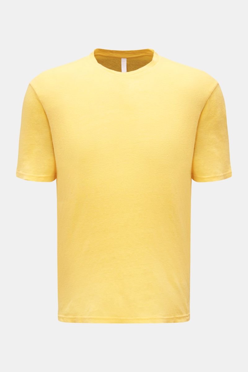 Leinen Rundhals-T-Shirt 'Linen Jersey' gelb