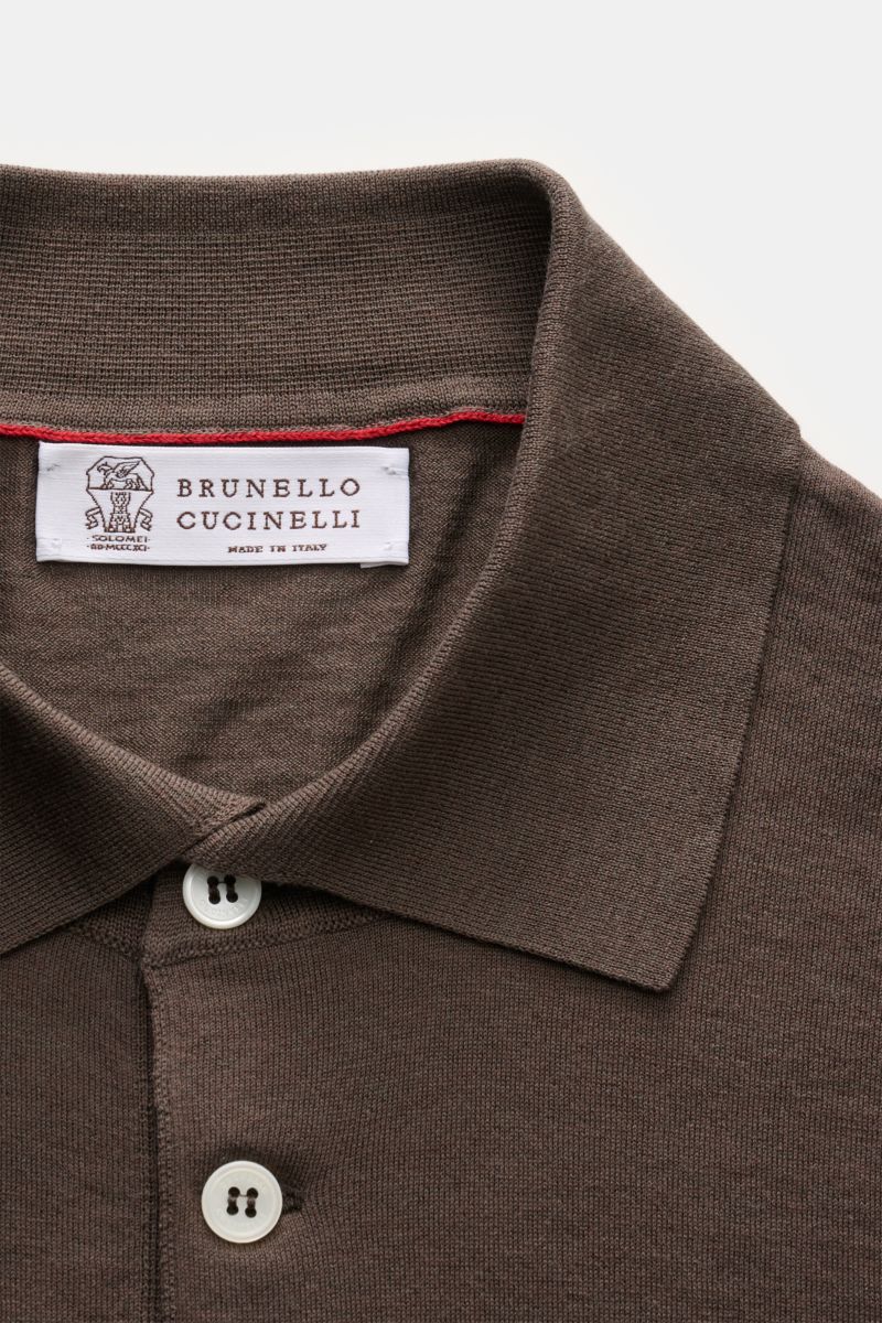 Brunello Cucinelli Kurzarm-Strickpolo graubraun