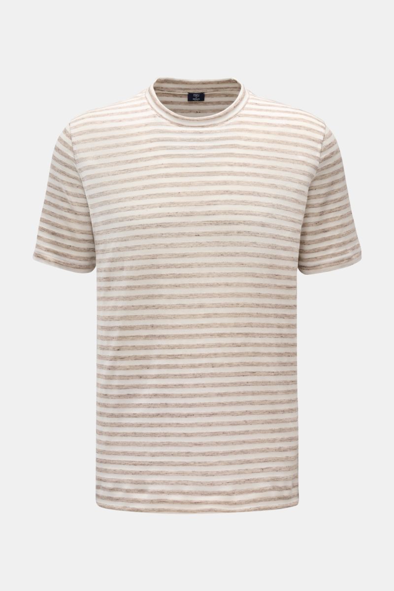 Rundhals-T-Shirt creme/beige gestreift