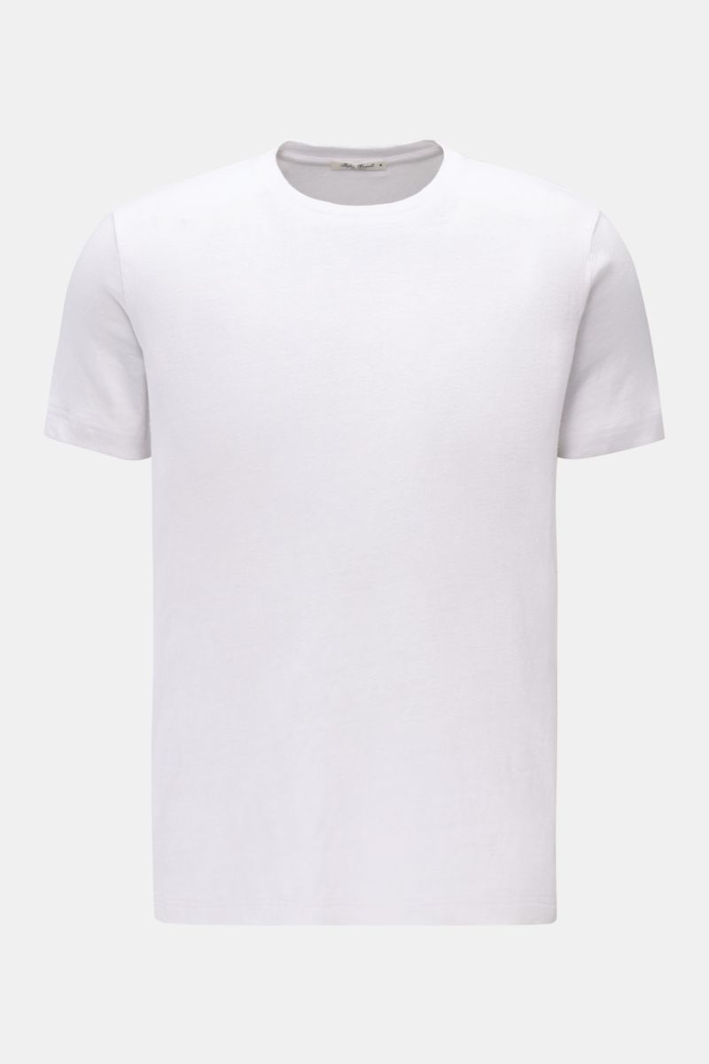 Linen crew neck T-shirt 'Enno' white