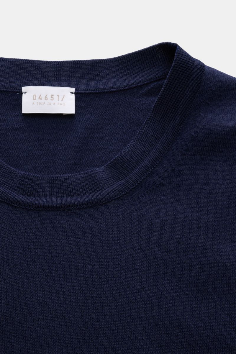 04651/ A trip in a bag Feinstrick-Kurzarmpullover 'Knitted Tee' navy