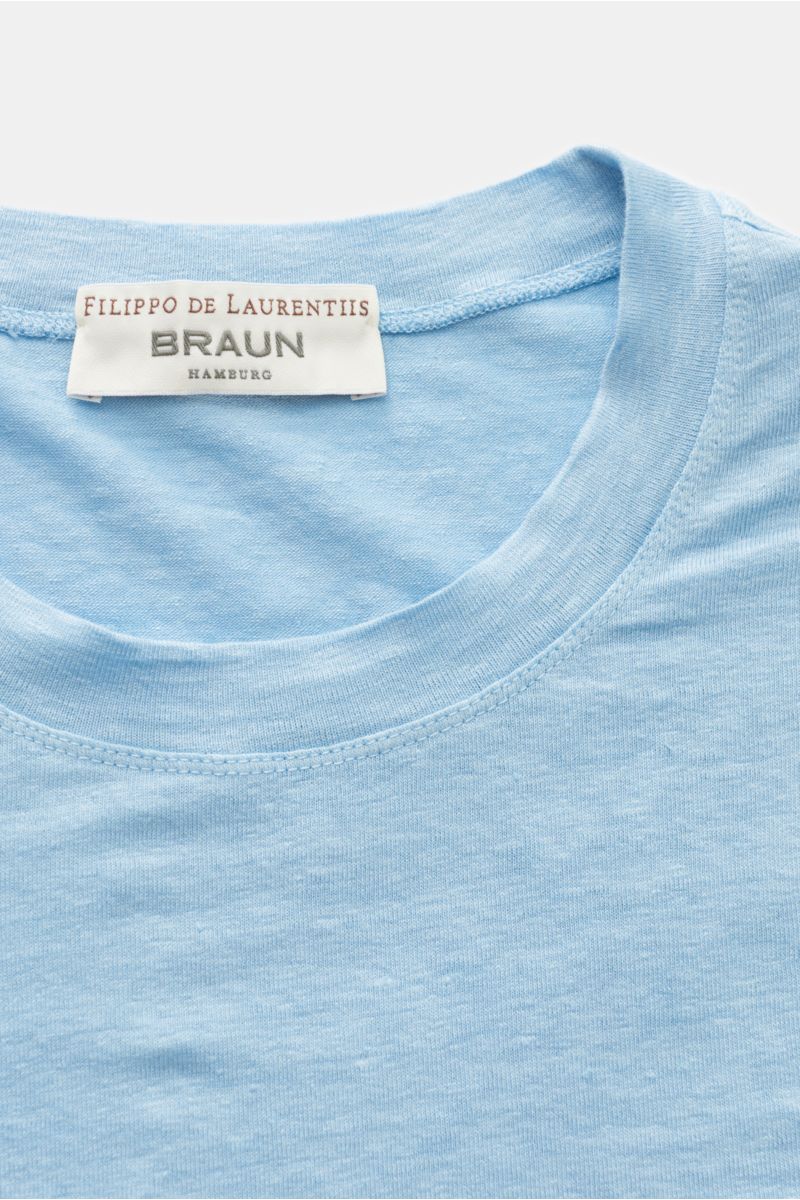 Filippo de Laurentiis Leinen Rundhals-T-Shirt 'Jerlin' hellblau