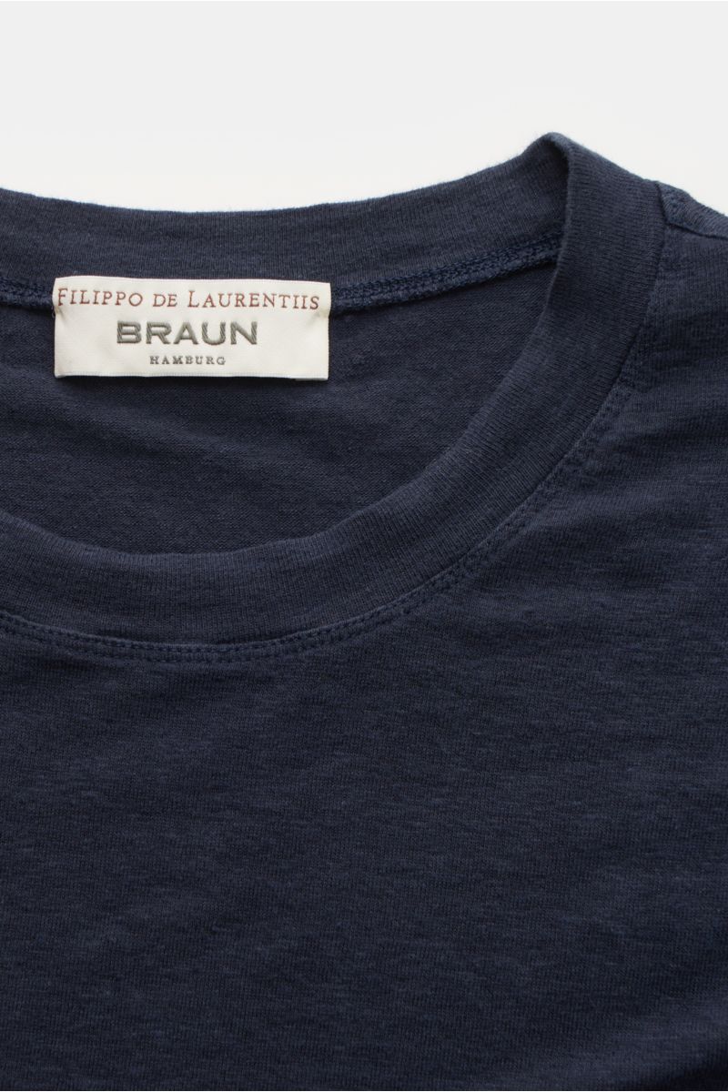 Filippo de Laurentiis Leinen Rundhals-T-Shirt 'Jerlin' navy meliert