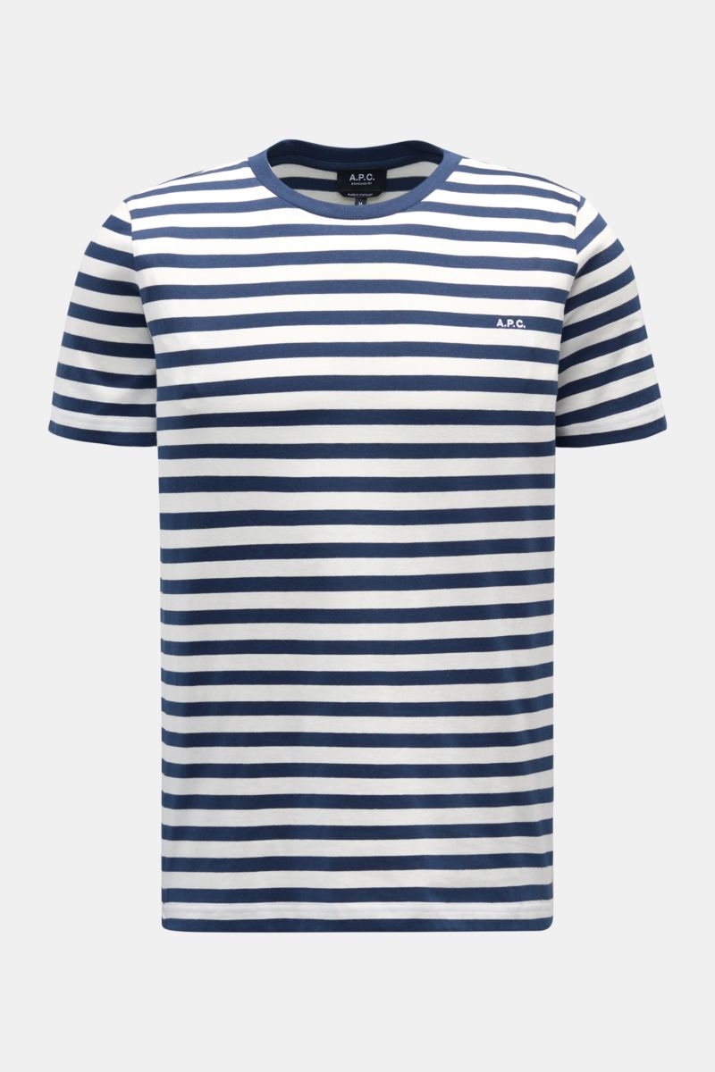 A.P.C. Rundhals-T-Shirt navy/offwhite gestreift