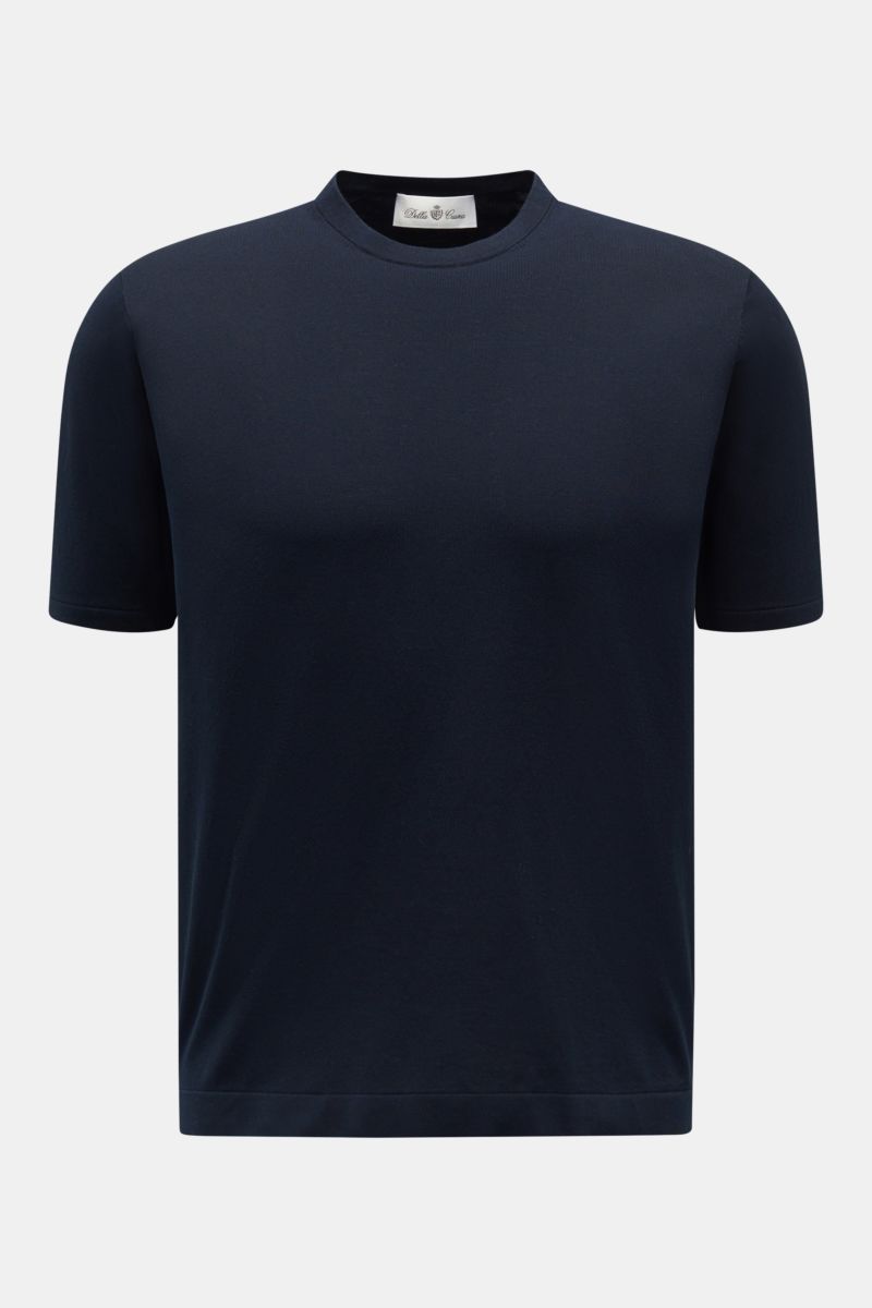 Della Ciana T-Shirt navy, frontale Nahaufnahme, modernes Essential mit Rundhalsausschnitt, Regular Fit, reine Baumwolle, weicher Griff, cleanes Design.