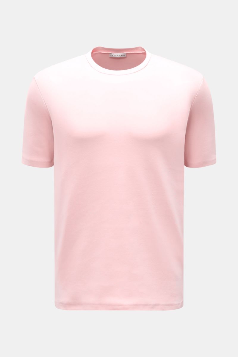 Kiefermann Rundhals-T-Shirt 'Arndell' rosé, elastische Baumwolle, weicher Griff, Regular Fit, Rundhalsausschnitt, frontale Ansicht.