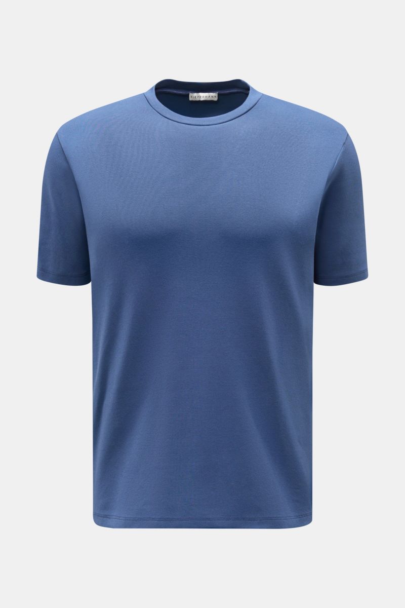 Kiefermann Rundhals-T-Shirt 'Arndell' dunkelblau, frontale Nahaufnahme, elastische Baumwolle, weicher Griff, Regular Fit, Rundhalsausschnitt.