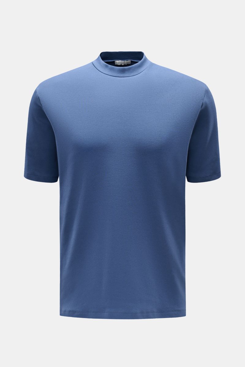 Kiefermann Rundhals-T-Shirt 'Paddys' dunkelblau, Slim Fit, aus weicher, elastischer Baumwolle mit Rundhalsausschnitt, frontale Ansicht.