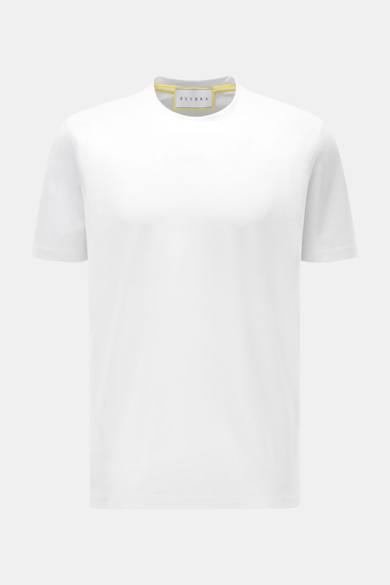 Zeybra Portofino 1962 Rundhals-T-Shirt 'Monte Carlo' weiß, Slim Fit, reine Baumwolle, weicher Griff, Frontansicht ohne Rückenprint, sommerlich lässig.
