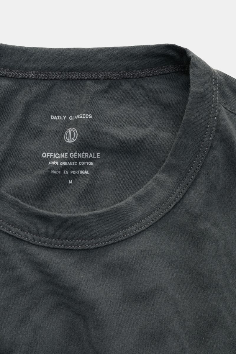 Officine Générale Rundhals-T-Shirt 'Cneck Tee' dunkelgrau