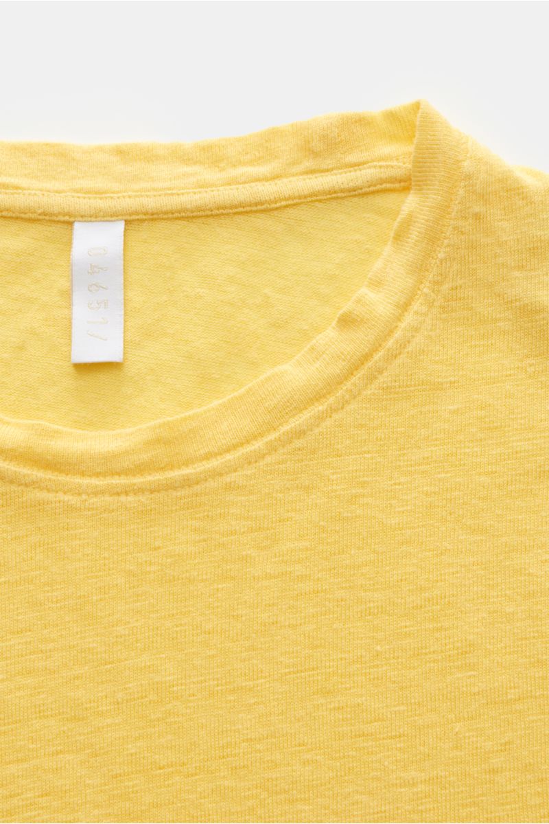 04651/ A trip in a bag Leinen Rundhals-Longsleeve 'Linen Jersey' gelb