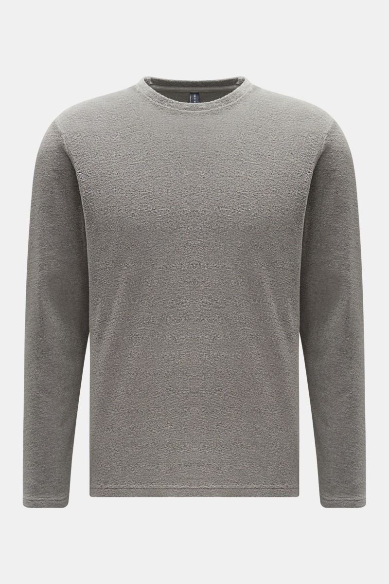 Frottee Rundhals-Longsleeve 'Terry Tee' grau