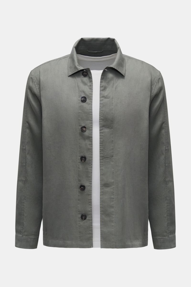 Leinen-Overshirt 'Linen Light Overshirt' graugrün