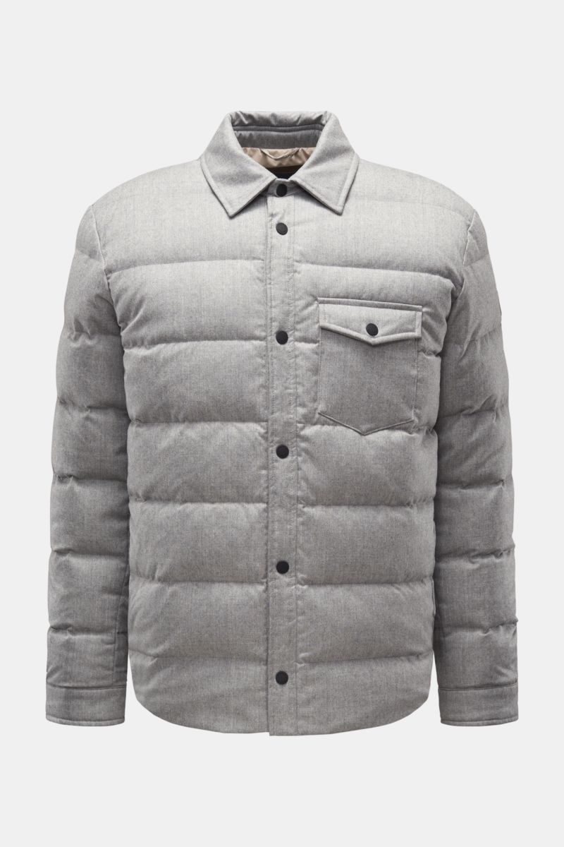 People of Shibuya Down overshirt 'Aver' grey mottled