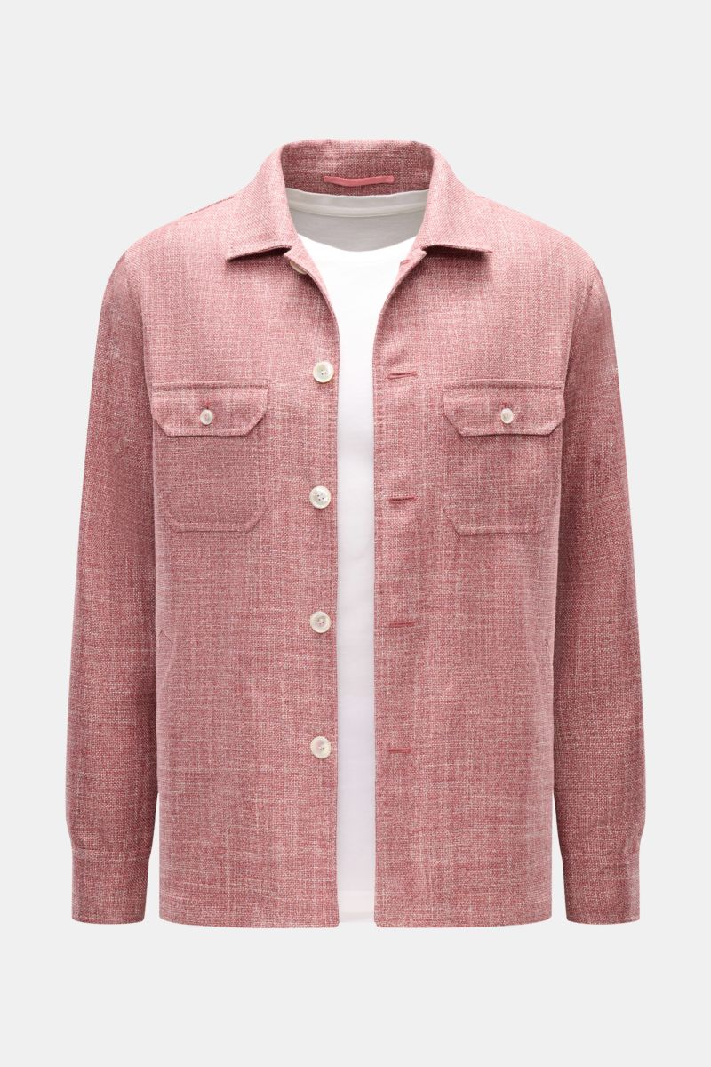 Stile Latino Overshirt 'Gu Texas' dunkelrot/offwhite meliert