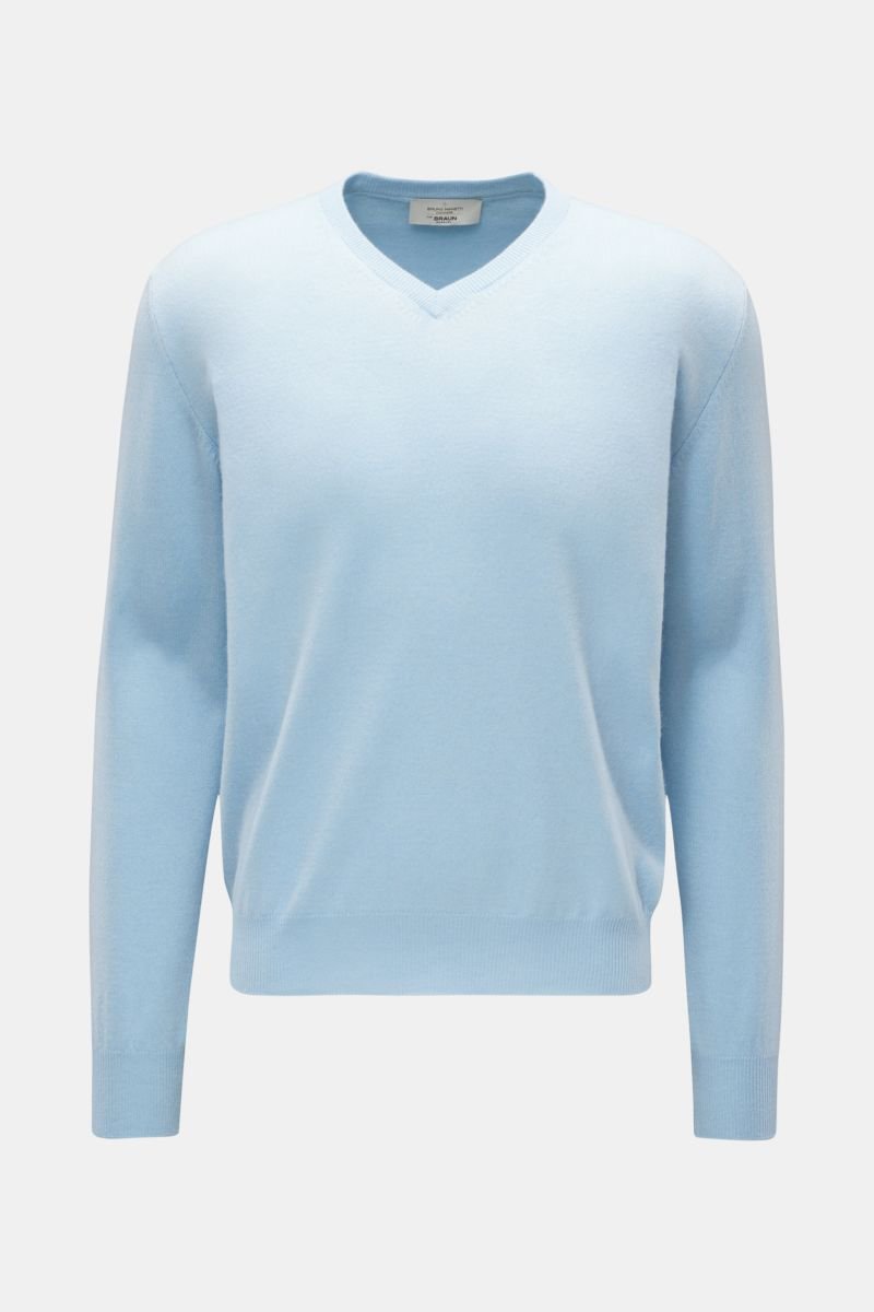 Cashmere V-neck jumper light blue