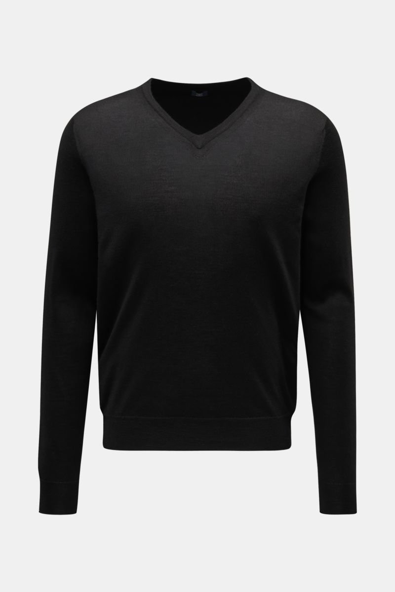 Feinstrick V-Neck Pullover schwarz