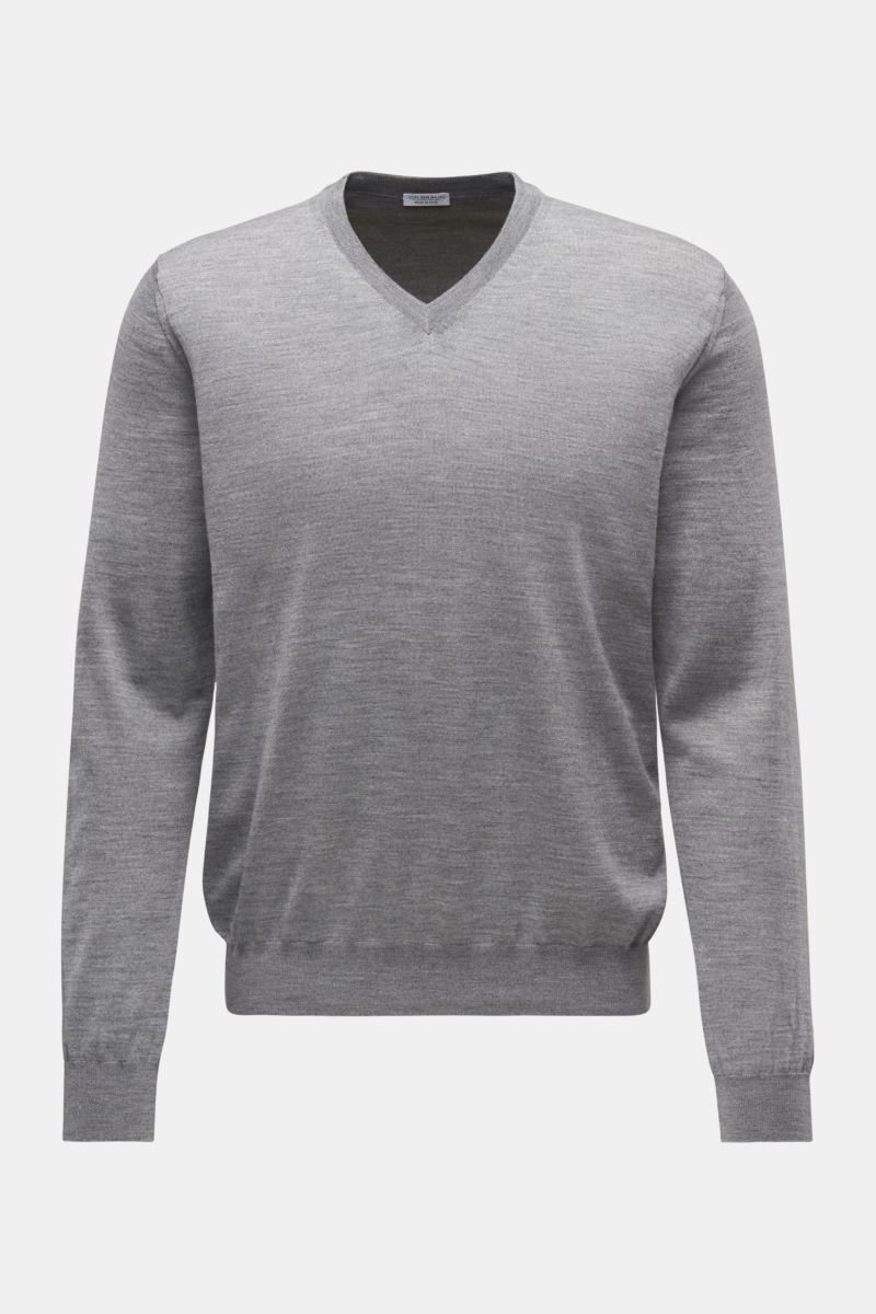 Fine knit V-neck jumper grey