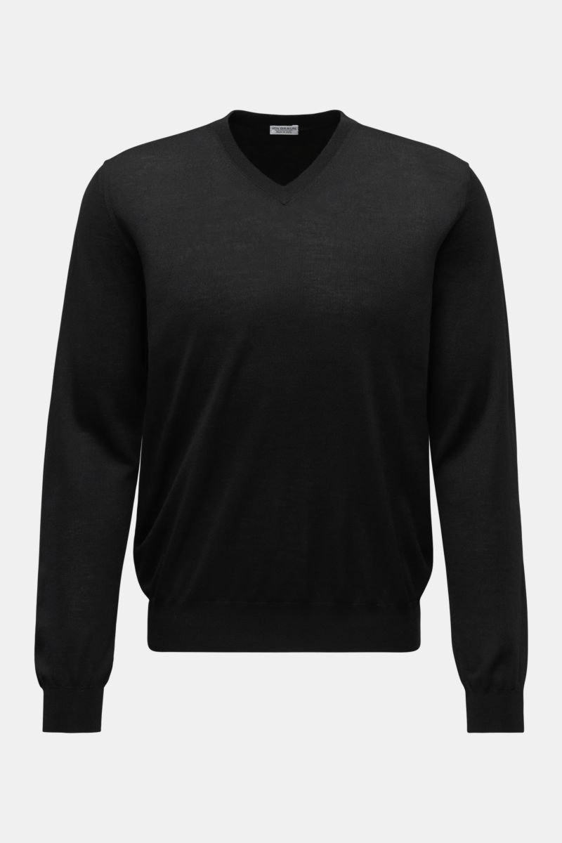 Fine knit V-neck jumper black