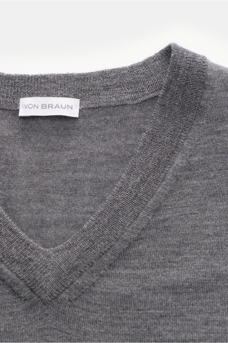 von Braun Merino V-Neck Pullover grau meliert