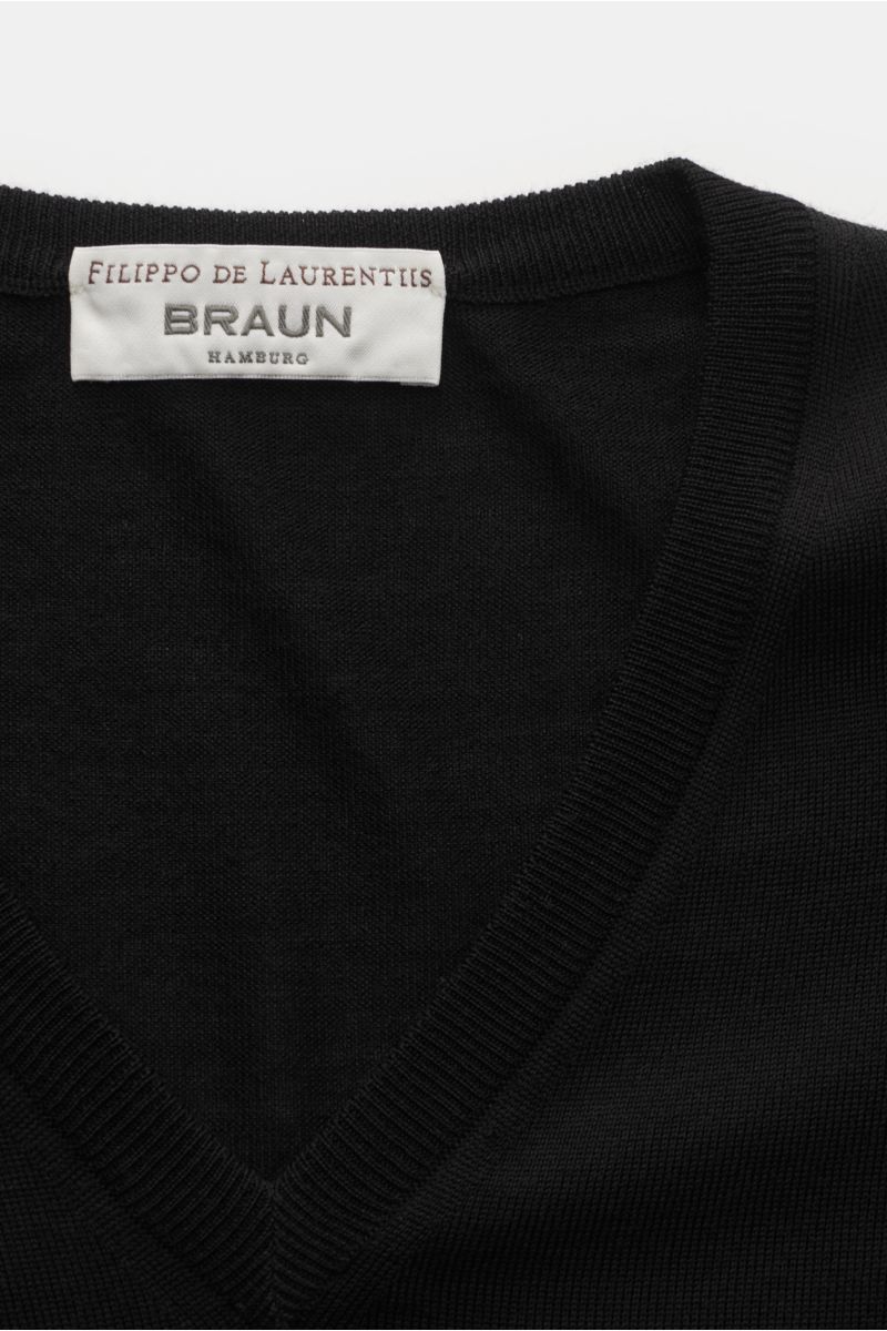 Filippo de Laurentiis Merino Feinstrick V-Neck Pullover schwarz