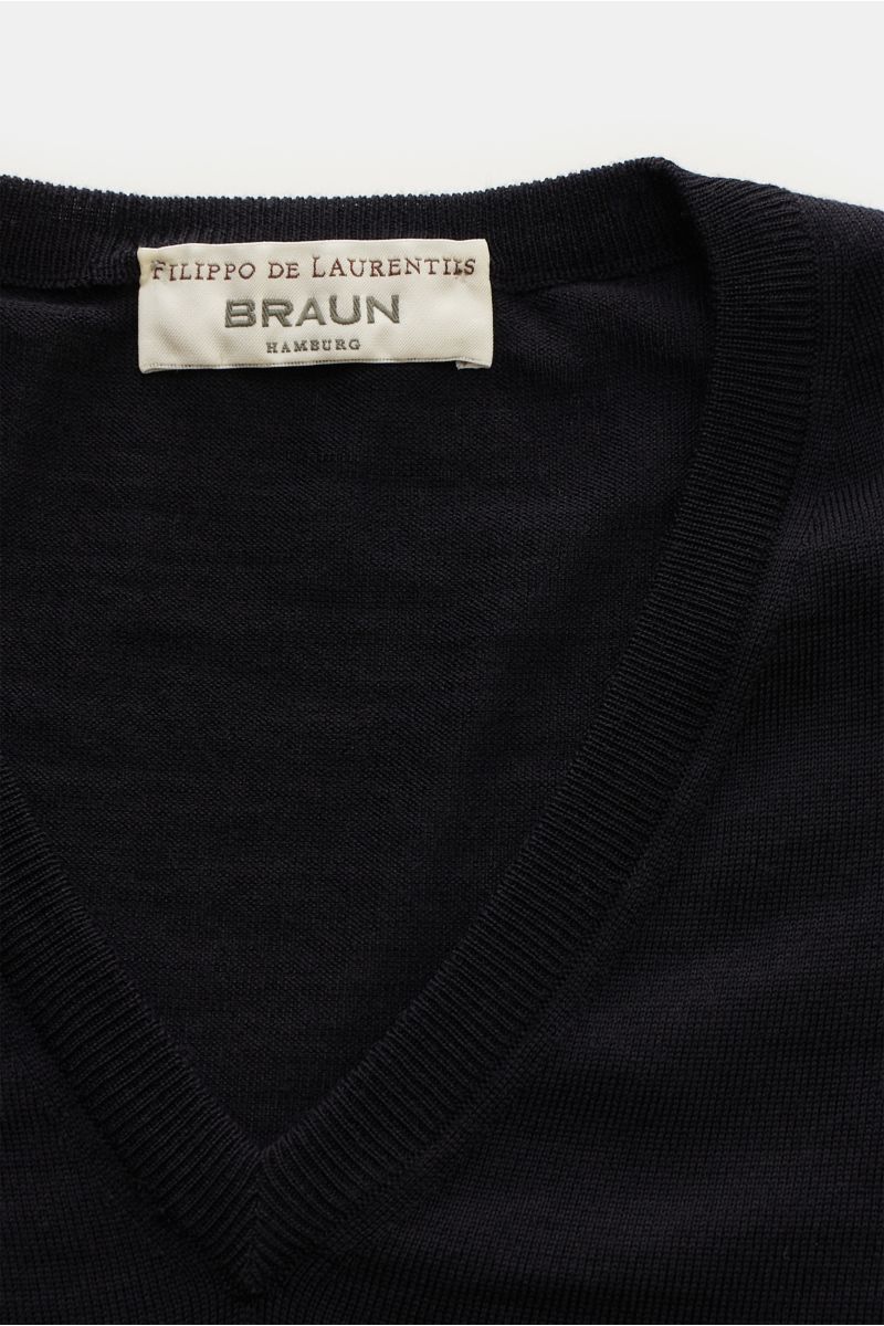 Filippo de Laurentiis Merino Feinstrick V-Neck Pullover dark navy