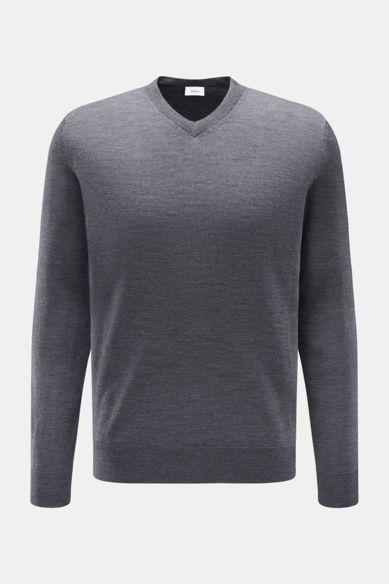 von Braun Merino V-Neck Pullover anthrazit meliert