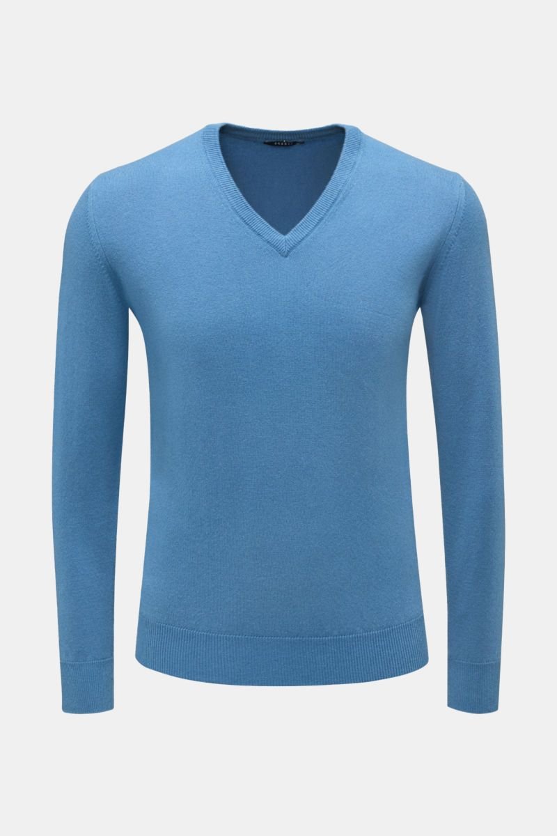 Cashmere V-neck jumper smoky blue