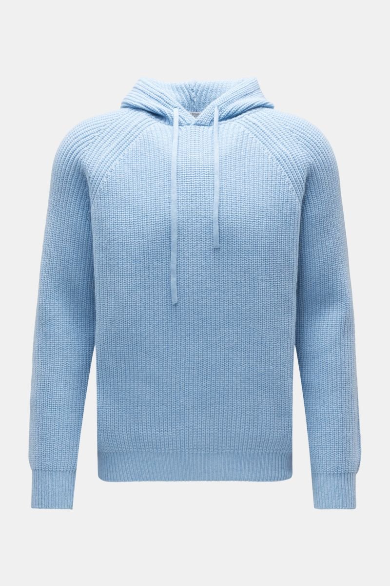Cashmere hooded jumper light blue