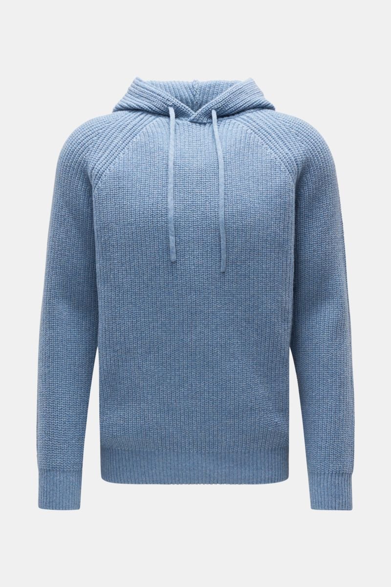 Cashmere hooded jumper smoky blue