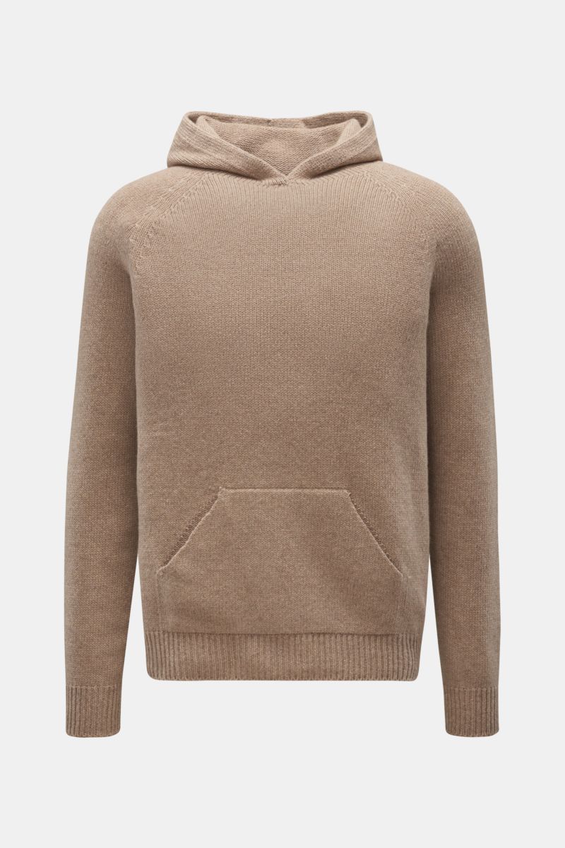04651/ A trip in a bag Cashmere Kapuzenpullover beige meliert