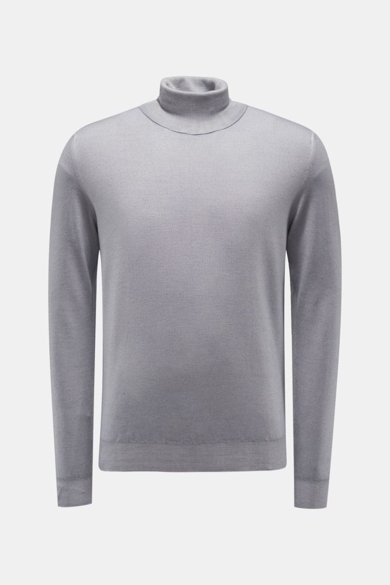 Fine knit turtleneck jumper light grey