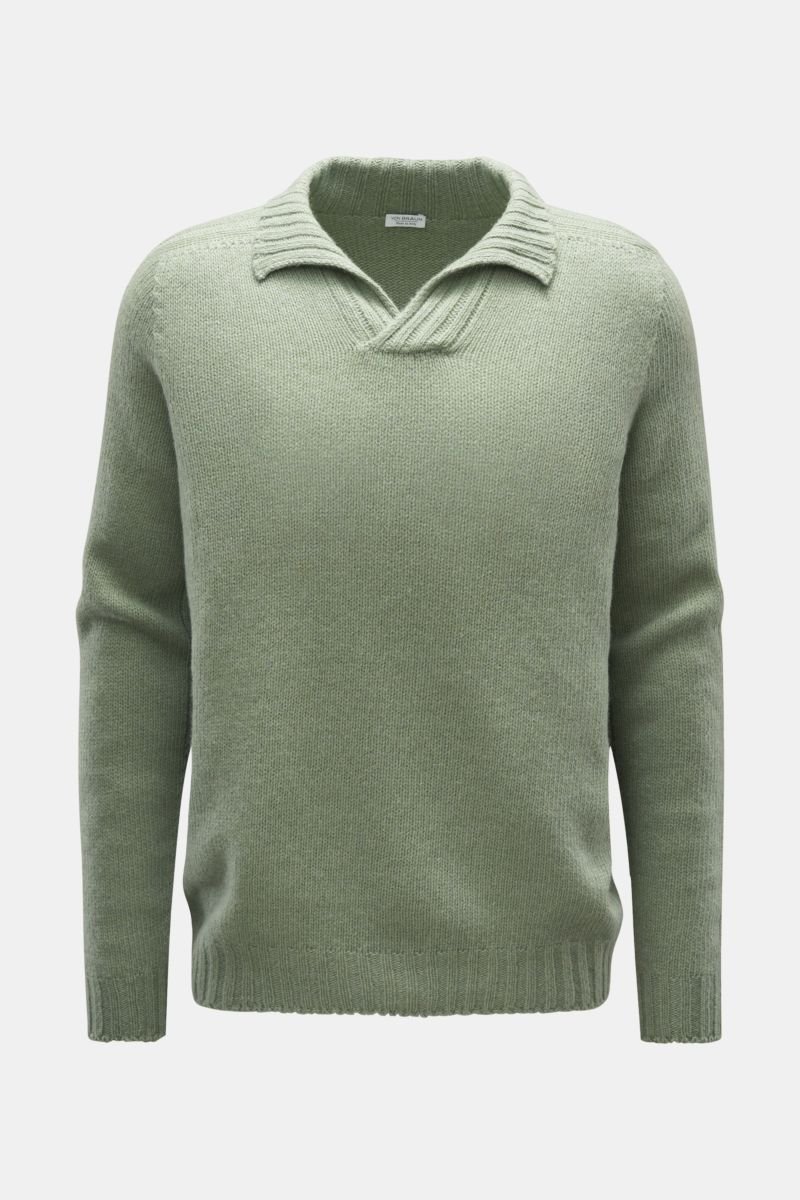 Cashmere half-zip jumper grey-green