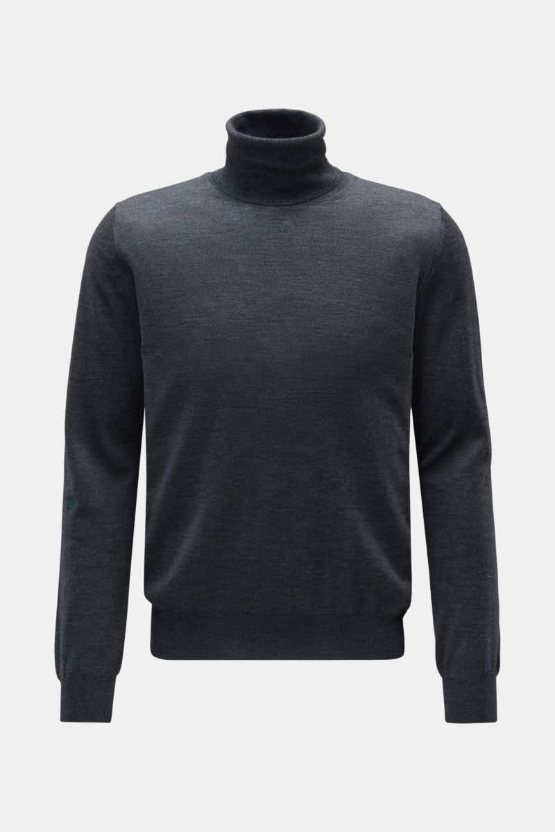 Merino fine knit turtleneck jumper dark grey
