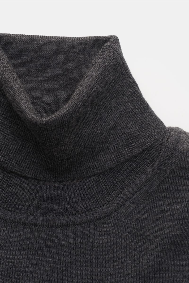 Hindustrie Merino Feinstrick-Rollkragenpullover dunkelgrau meliert