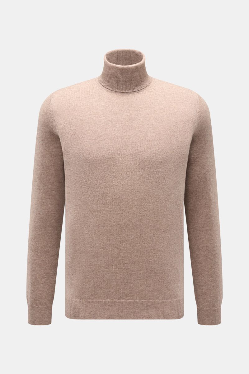 von Braun Cashmere Rollkragenpullover beige, Slim Fit, fein gestrickt aus reinem Cashmere, sehr weich, anliegender Rollkragen, elastische Rippbündchen, Frontansicht