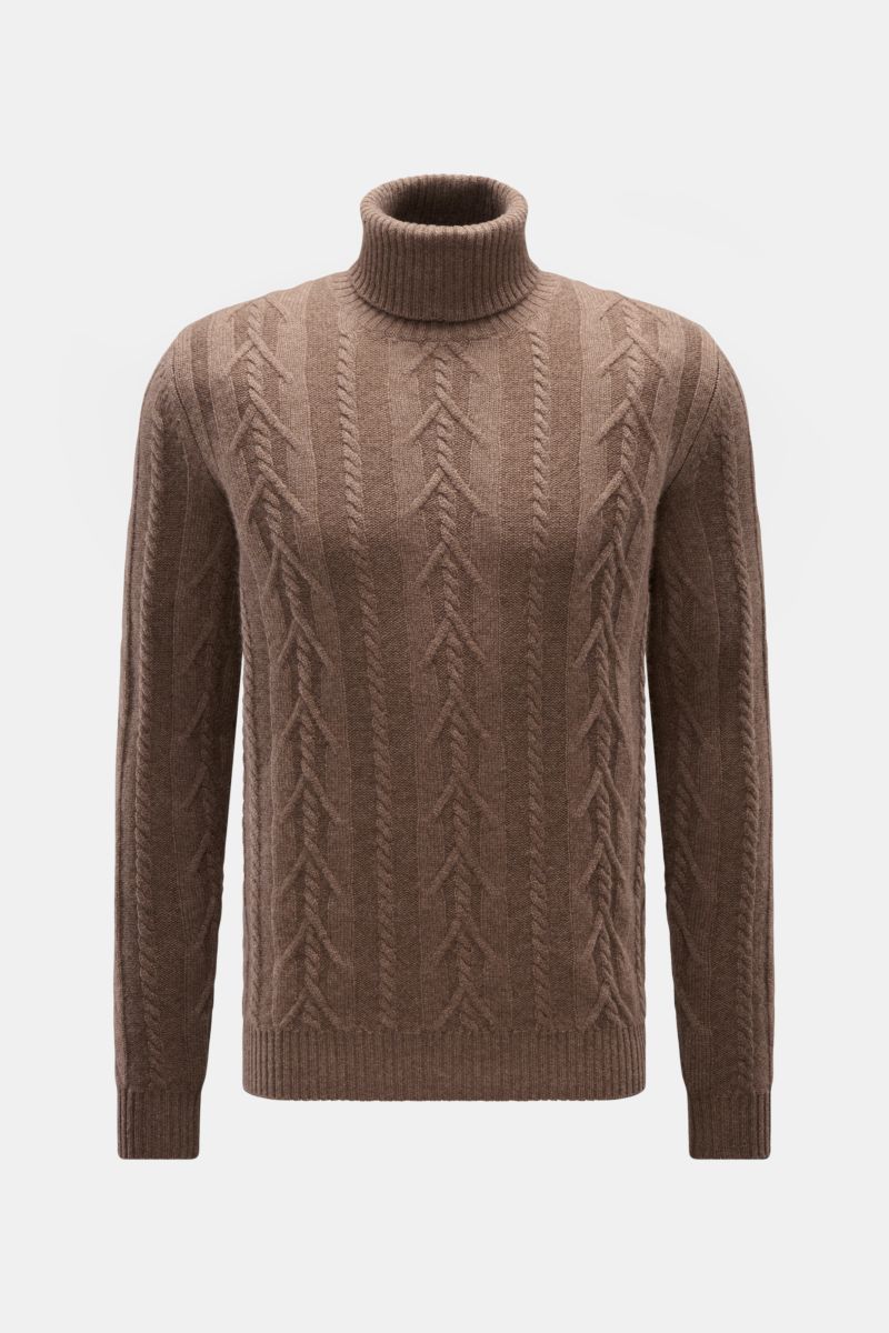 von Braun Cashmere Rollkragenpullover braun meliert