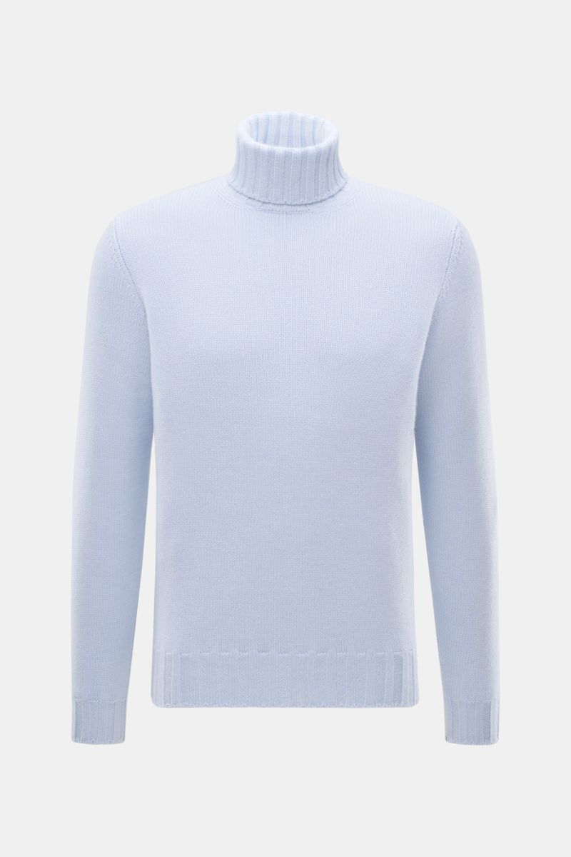 Front view of Fioroni Cashmere Rundhalspullover graubraun meliert, a slim fit turtleneck sweater in pure cashmere with very soft feel, medium fine knit, and flexible ribbed cuffs. Souveräne Eleganz in ihrer luxuriösesten Form: Der Rollkragenpullover vo